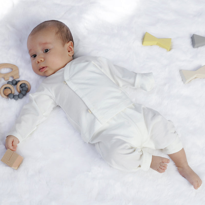 Baby wearing Organic Top Kimono Basic - White Long Sleeve