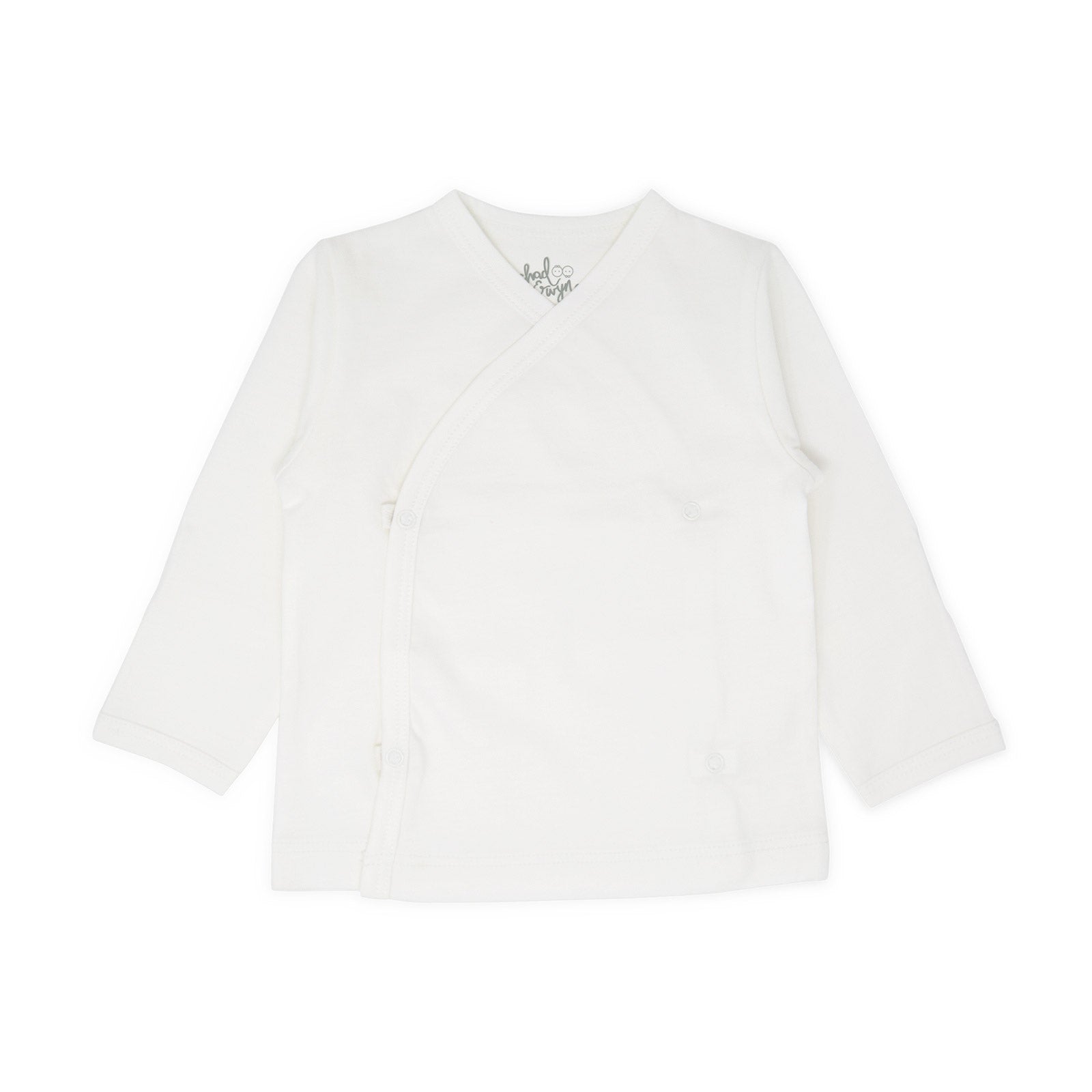 Organic Top Kimono Basic - White Long Sleeve - Front