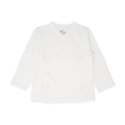 Organic Top Kimono Basic - White Long Sleeve - Front
